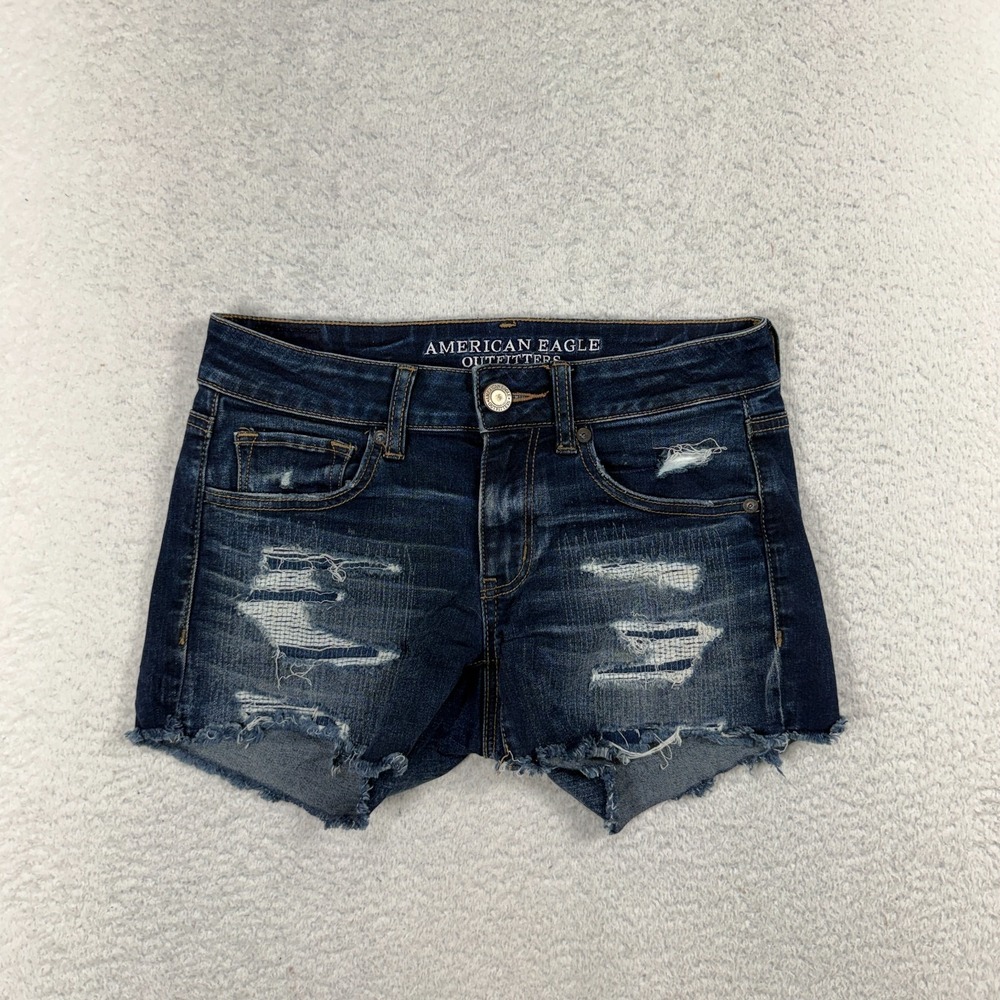 American Eagle Super Stretch 4 (W28) Distressed Jean Denim Shorts Midi Women